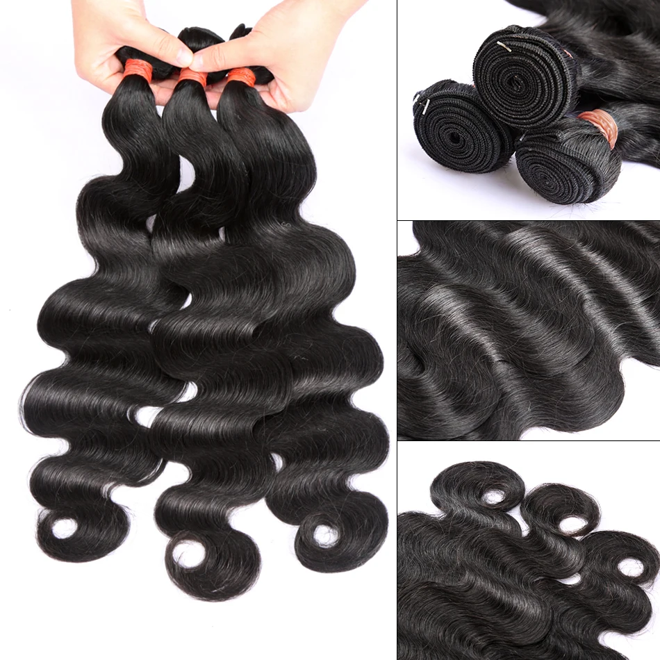 30 32 40 pulgadas onda del cuerpo 3 4 mechones de cabello brasileño tejido ondulado con agua extensiones de cabello humano Tissage para mujeres