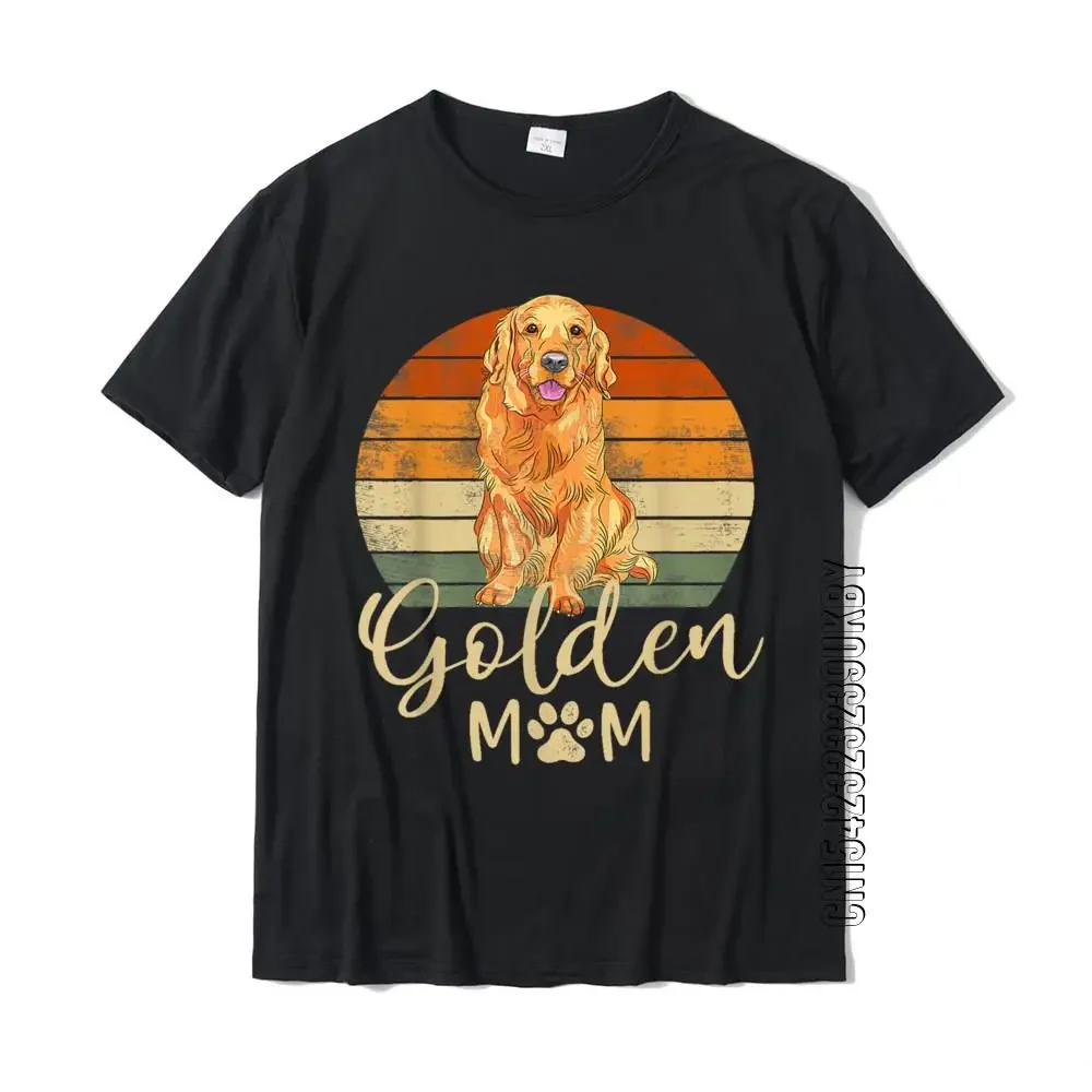 Golden Mom Men's Sunset Golden Retriever Men's Vintage T-Shirt Cotton Tights Collection Printed Cotton High Quality