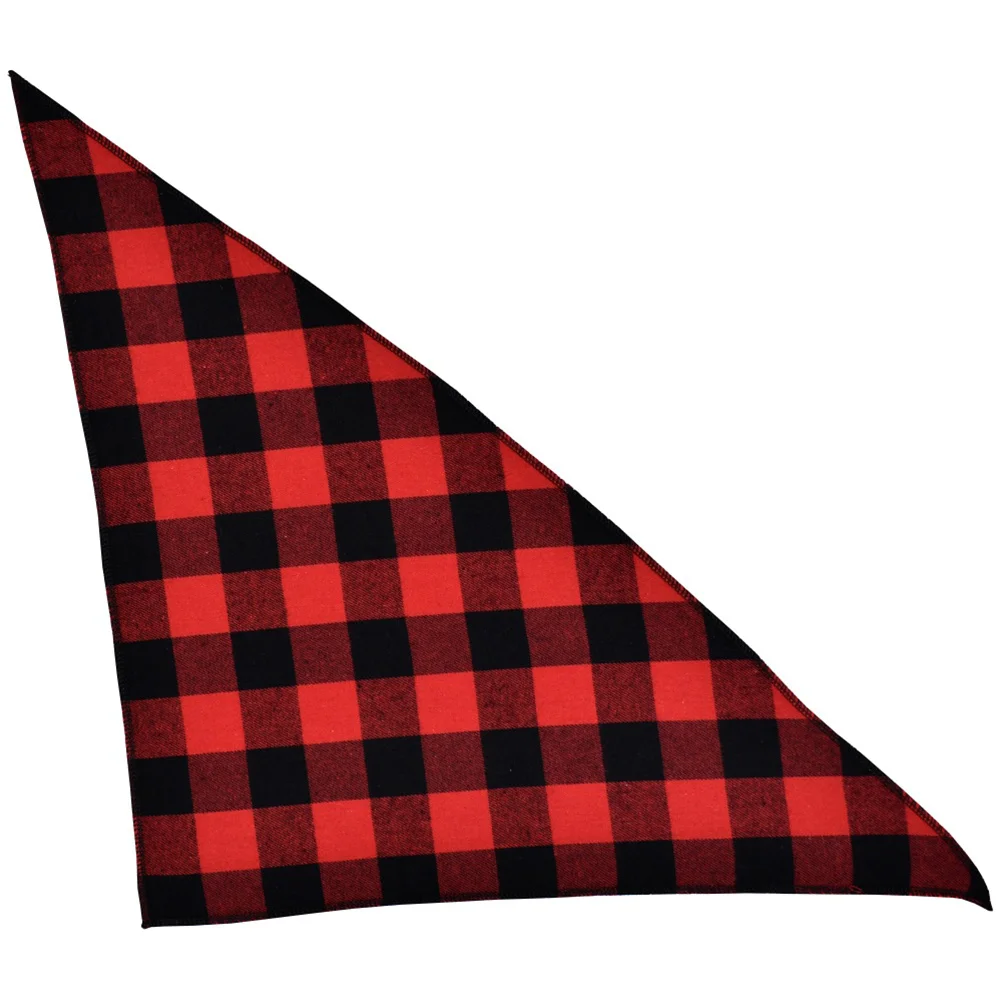 

2 pcs Pet Bib Dog Cotton Triangle Red Black Grid Print Birthday Christmas Collar Decor For Puppies Drool Catcher Pet Accessories