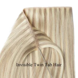 Blonde Invisible Twin Tab Weft Human Hair Extensions Straight Hole Weft Hair 613 Natural Black Brown XO Hole Weft Extensions