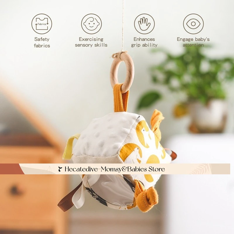 【Giocattolo per bambini】 Giocattolo da presa sensoriale per bambini Cubo sonaglio lenitivo Palla tattile Appendiabiti per passeggino in tessuto Addestramento infantile