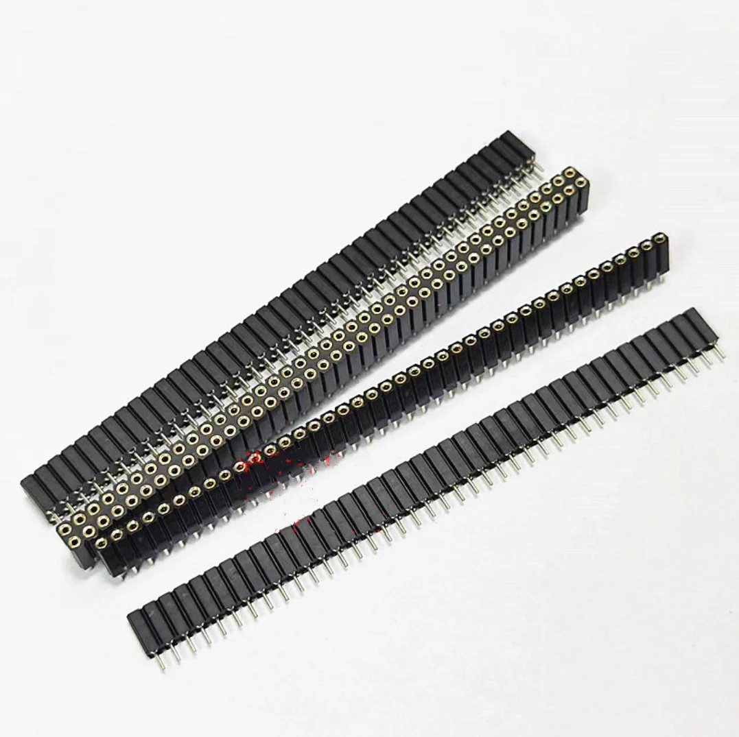 5PCS Single Row Female Pin Header, 2.54mm Pitch 40 Pin Straight Round Strip Connector for Electronics