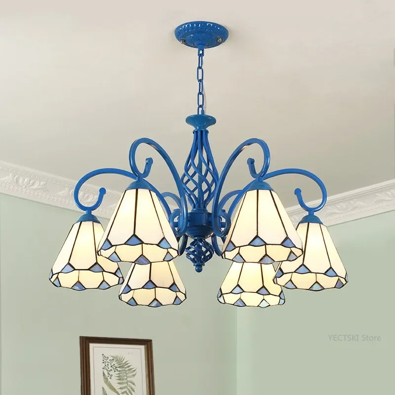 

GHJUYIOL Blue pendant light, grand and creative, rural living room, dining room, bedroom lighting