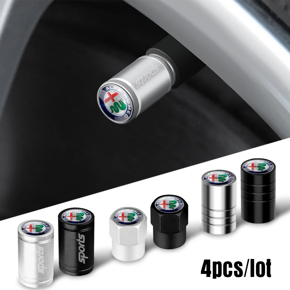 4Pcs 3D Metal Alloy Car Wheel Tire Valve Stem Caps Cover For Alfa Romeo 159 Mito Tonale Stelvio Giulietta Giulia TZ3 Car-Styling