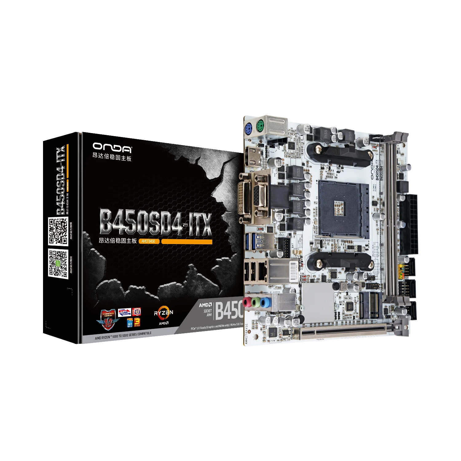 Imagem -02 - Placa-mãe para Ryzen Athlon Itx B450 3ª Geração B450sd4-itx-w B450i 5500 5600 4500 4600g