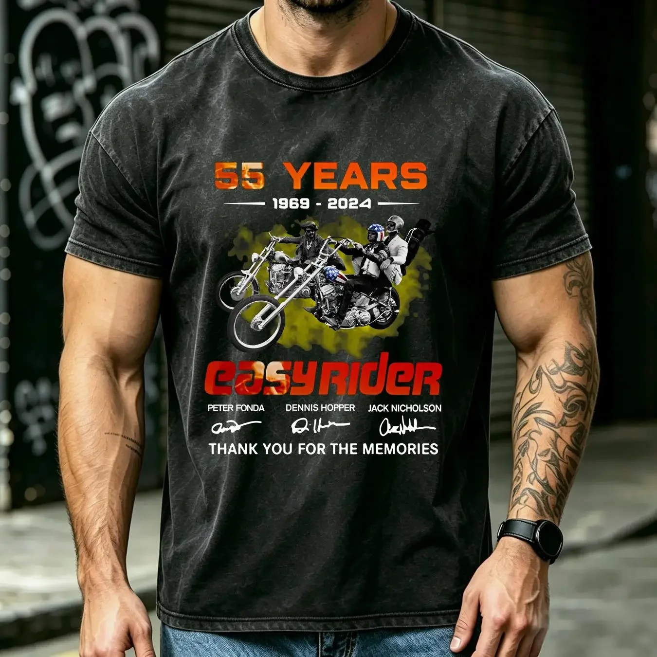 washed T Shirt 55 Years 1969 2024 Easy Rider Thank You For The Memories long or short sleeves vintage Washed streetwear