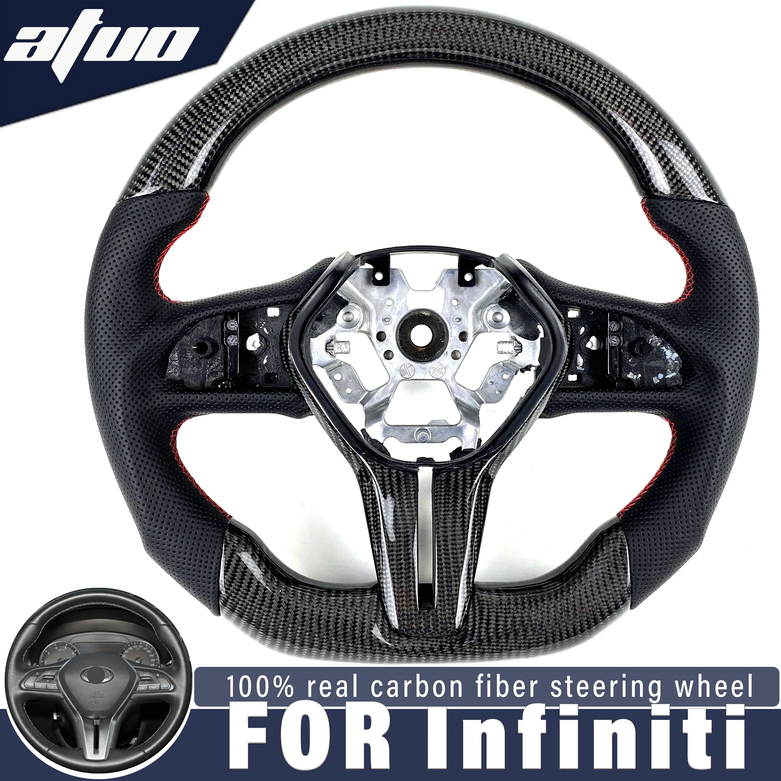 

Carbon fiber customized steering wheel for Infiniti Q50 Q60 QX50 QX30 Q50L EX QX70 FX Q70L LED display leather Alcantara