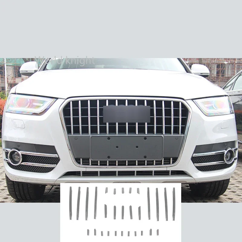 Embellecedor de rejilla delantera con marco brillante en decoración de malla media cromada para AUDI Q3 2013-2015