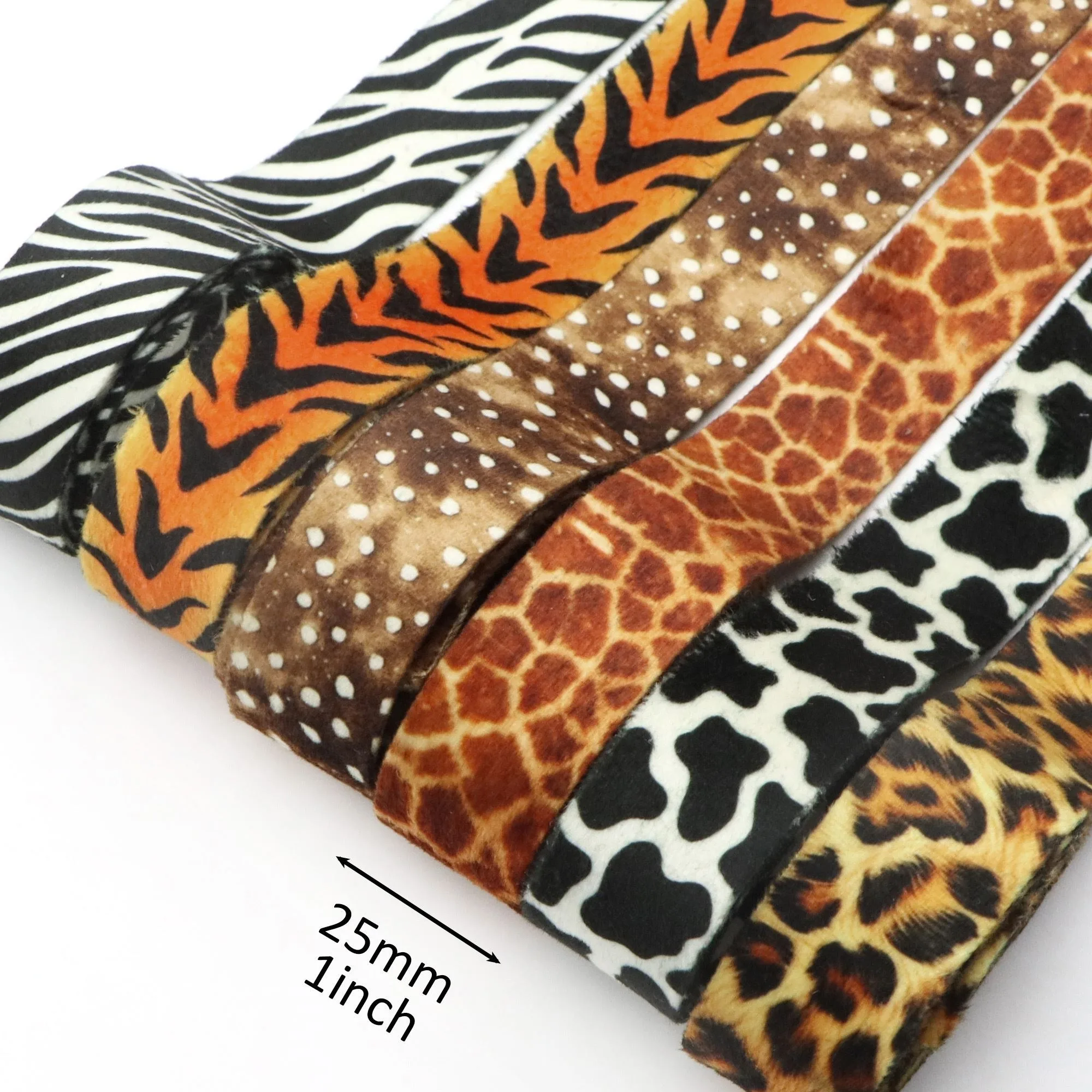 Double Sided Flocked Ribbon Animal Print Leopard Cow Tiger Pattern Flocking Tape Gift Box Wrapping Decorative Ribbon for Packing