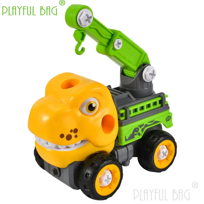 Orang Tua Anak Puzzle Interaksi Remote Control DIY Dilepas Sekrup Dinosaurus Rekayasa Mobil Mainan Anak Perakitan YD10