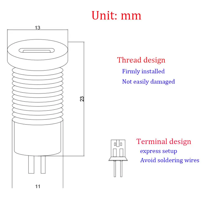 1Pcs Type-c Waterproof Connector Direct compression female base Female Socket Charging Interface With Welding 2Pin Wire LED