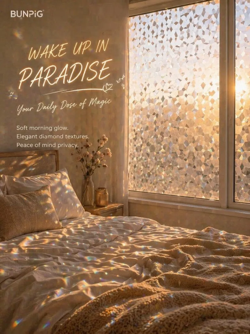 Thickened Colored Frosted Privacy Window Film Static Cling Sun Block Removable for Bathroom Balcony Bedroom Glass