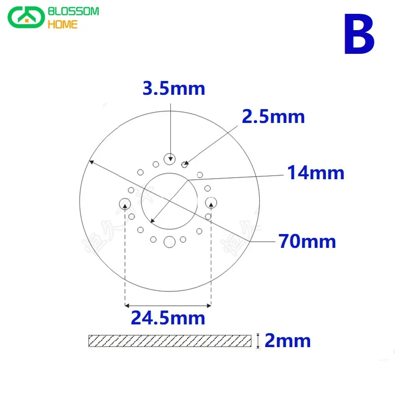 Diameter 100mm/70mm, Inner Hole 20mm, Thickness 2mm 360 Degree Dial Plate Stainless Steel Disc Stainless Steel Decorative Plate