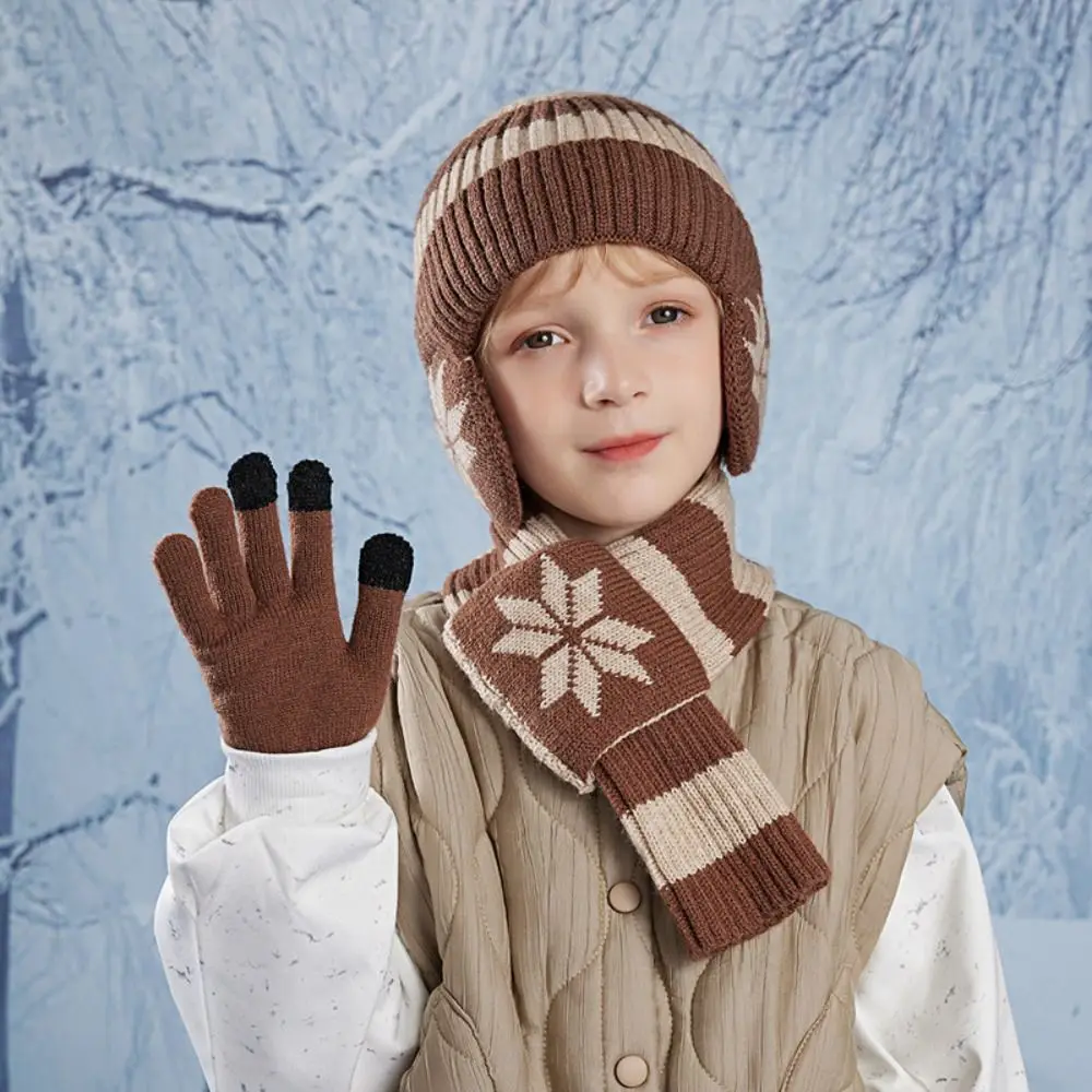 

3 шт./компл., зимние вязаные детские шапки, шарфы, комплект перчаток, милый теплый зимний теплый шарф, мягкая ветрозащитная детская шапка для малышей