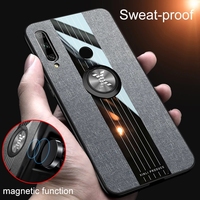 For Huawei Honor 9X Premium Case Fabric Texture Ring Holder Soft Frame Cloth Phone Case For Honor 9X 9 X Pro P Smart Z Cover