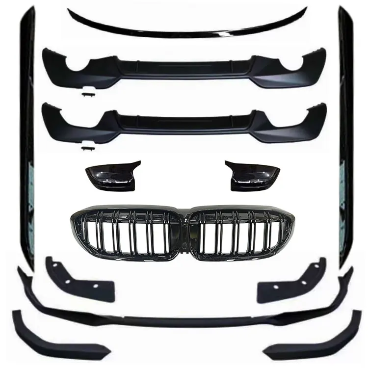 

Gloss Black MP Style Bodykit Bumper Lip Front Lip Diffuser Car Grills Spoiler for 3 Series G20 Body Kit 2019-2021