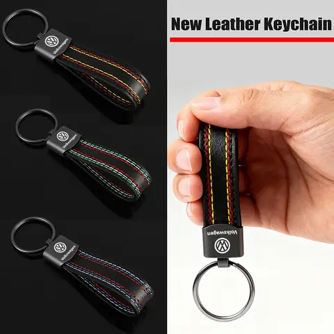 Leather Car Logo Keychain Pendant Key Holder for Volkswagen Passat Santana Touareg Tiguan Golf Bora Jetta Lavida Beetle POLO