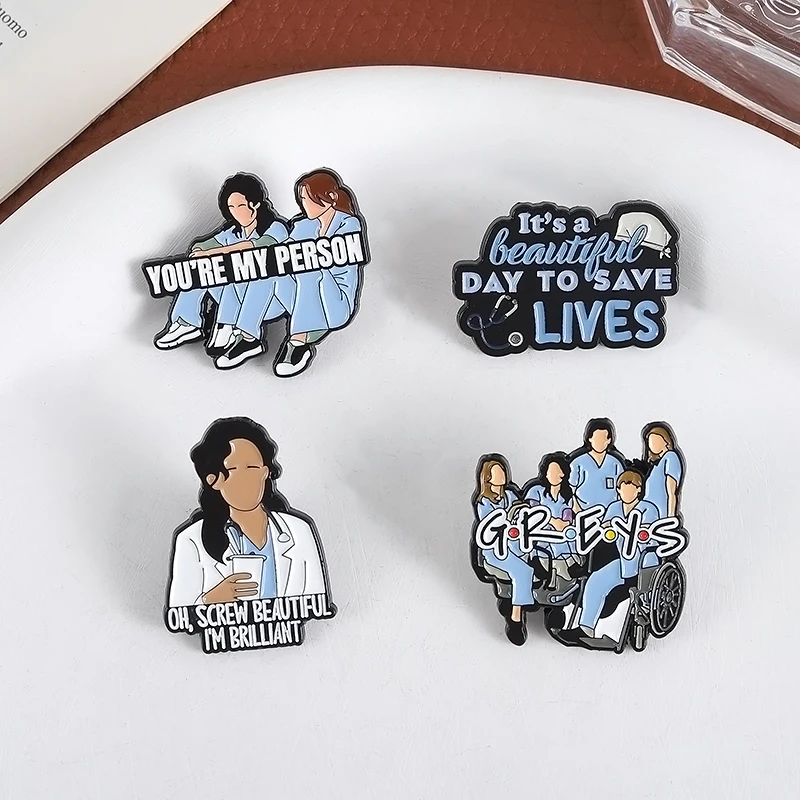 Medical  Love Drama TV Series Enamel Pins It's a Beautiful Day to Save Lives You Are My Person Brooch Lapel Badge Accessories view 3