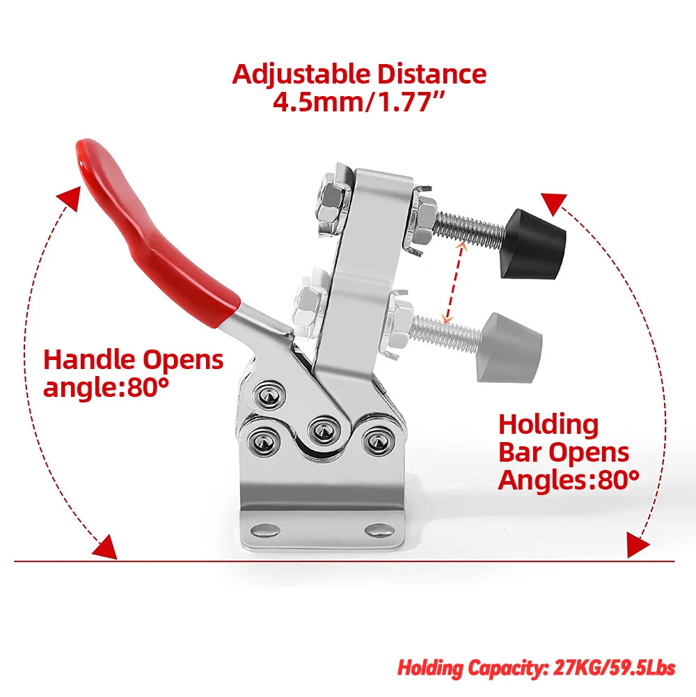 GH-201 Woodwork Lever Clamp Horizontal Toggle Clamp Quick-Release Workbench Clamping 27KG Clamps for Woodworking Carpentry Tools