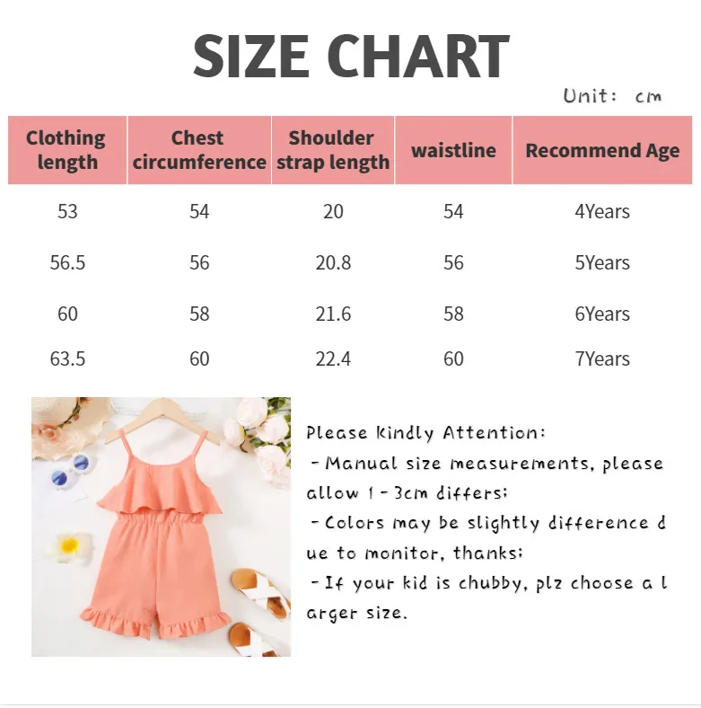 Nowy 2024 dziecięcy kombinezon dziewczęcy na lato szelki zwykły kolor trzepoczące rękawy marszczone krawędzie body ubrania imprezowe dla dziewczynki 4-7 lat