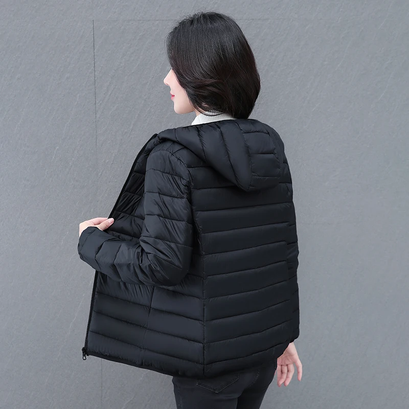 المرأة الجديدة الخريف والشتاء المألوف فضفاضة ومتعددة الاستخدامات خفيفة الوزن كليب على معطف القطن الإناث عارضة مقنعين سترة دافئة #2