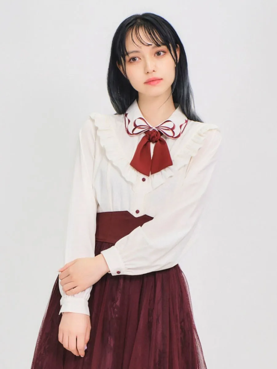 

Женская универсальная женская блузка Long Sve College Sle с милым узлом, Axes Femme Commute Sle Pure...