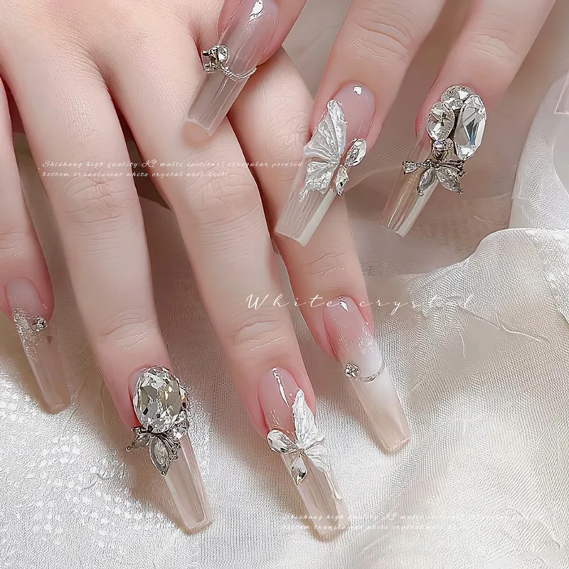 Geometric Heart Round Square Water Droplet Clear Rhinestones Zircon Pile Drill Crystal Nail Art Decorations Manicure Accessories