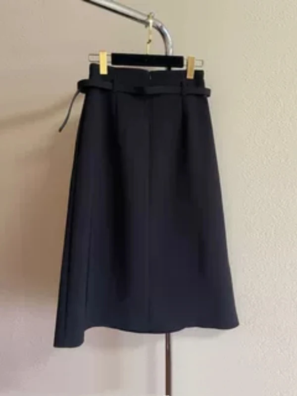 Ele High Waist Silk Blend  Skirt for Women Profional Commute Ready Belted Side High Waist Midi Skirt