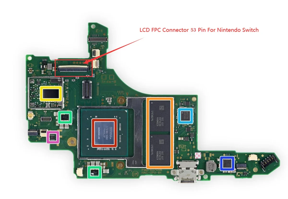 Substituição LCD FPC Connector para Nintendo Switch, 53 pinos, 5pcs