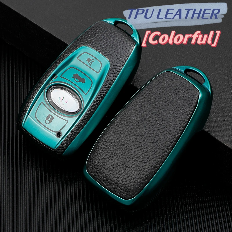 Leather TPU Car Smart Key Cover Case Shell Holder Protector Keychain for Subaru XV BRZ Forester Legacy Outback Accessories