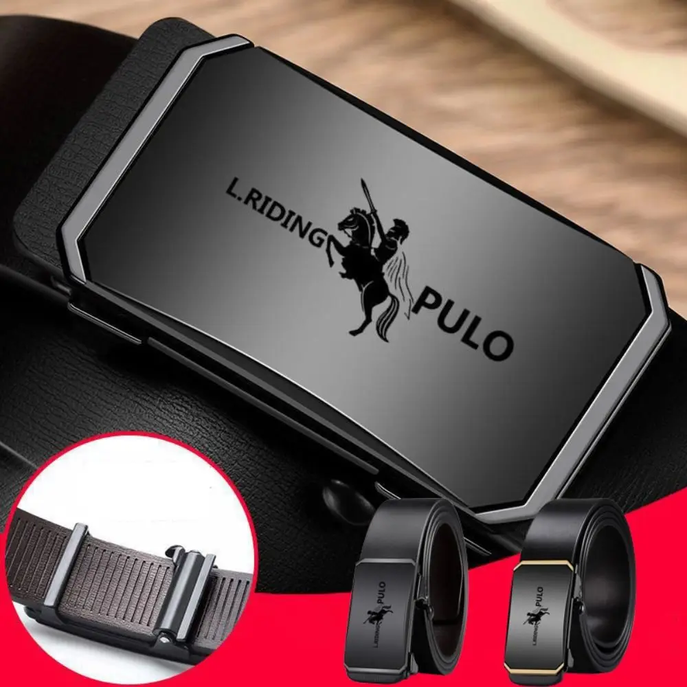 Vintage Luxury Design Business Leather Belt Metal Man Automatic Buckle Belt Waistband