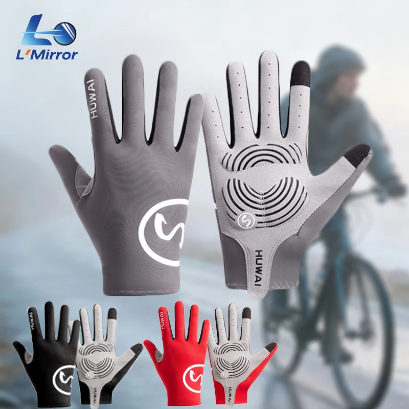 l-●-ミラーサーマルサイクリンググローブ-メンズ-レディース用-フルフィンガー通気性のある厚みのある親指部分、タッチスクリーン対応マウンテンバイクレーシング用