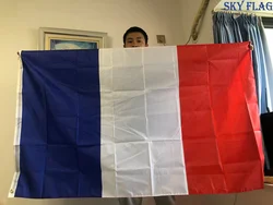 Bandera de SKY, envío gratis, bandera de gran Francia, 90x150cm, colgante, azul, blanco, rojo, fra fr, pancarta de poliéster francés, decoración, bandera francesa