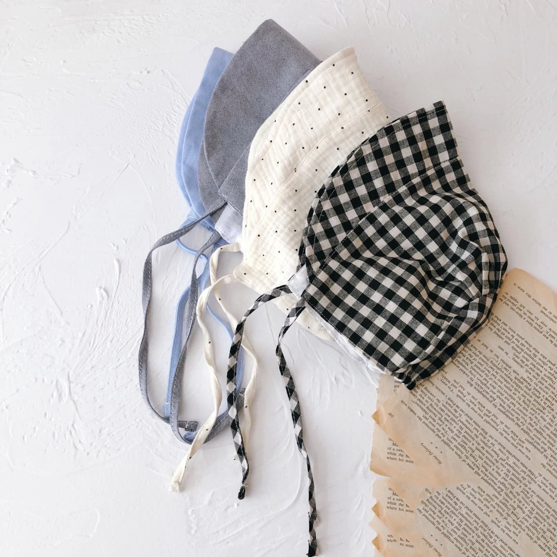 

Korea Style Baby Hat Soft Cotton Bonnet Hat For Girls Boys Big Brim Summer Kids Sun Hat Fashion Plaid Baby Sun Protection Cap