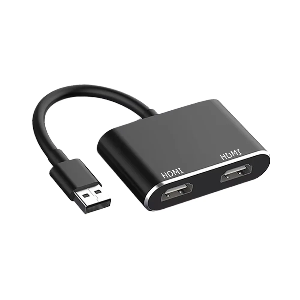 

USB 3.0 Dual for HDMI Adapter Full HD Audio Video Graphics Converter Cable Compatible Windows 7/8/8.1/10/11 Monitor USB Display