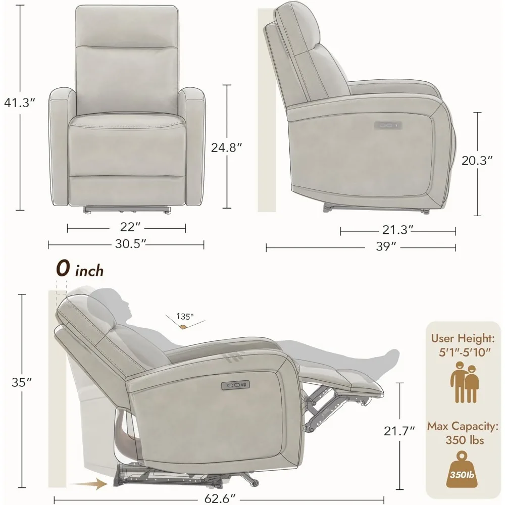كرسي كرسي كهربائي، كراسي معانقة على الحائط مع مسند رأس قابل للتعديل من النوع C، كرسي أريكة فردي من الجلد الصناعي #2