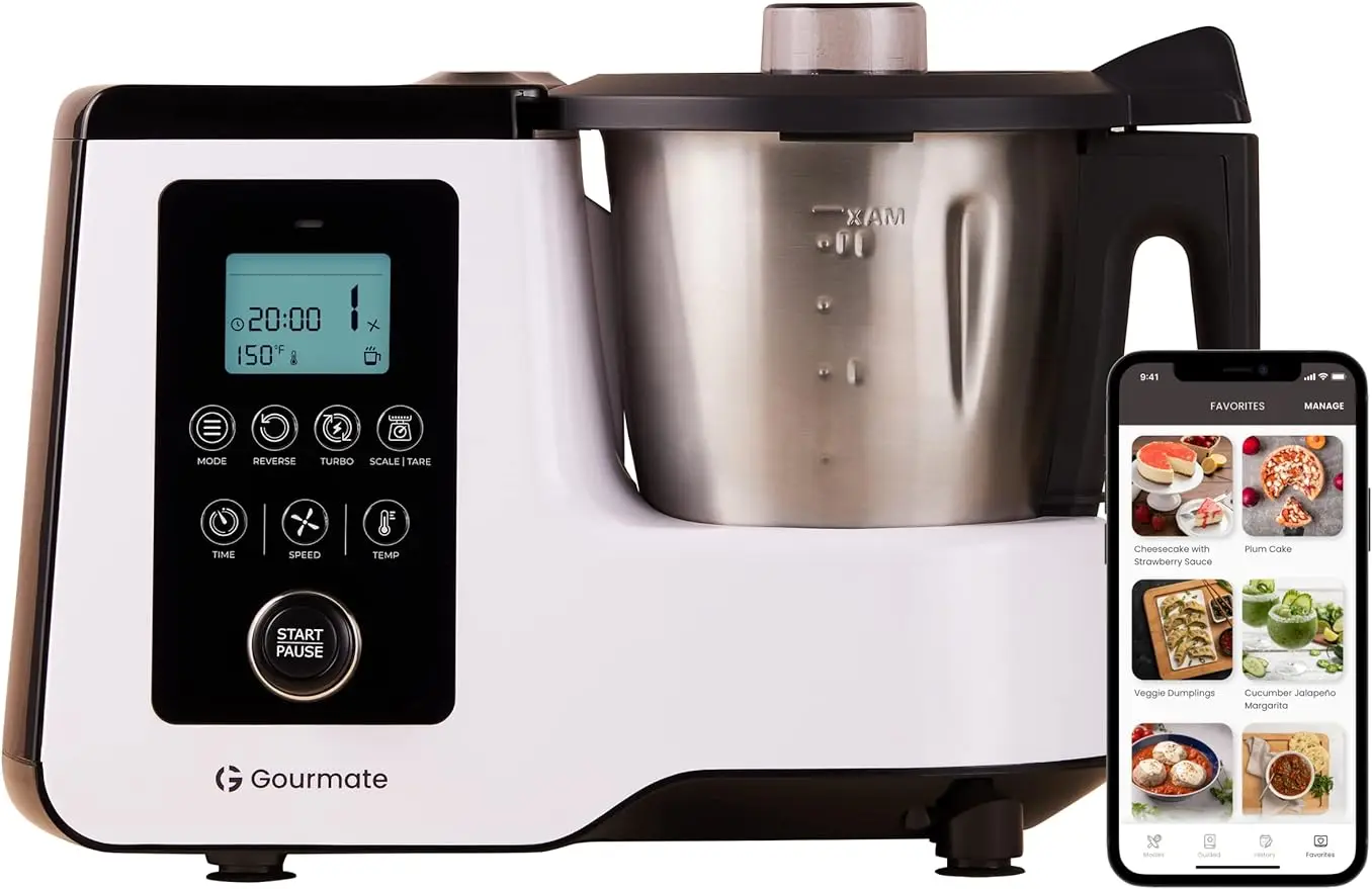 

Gourmate Smart All-in-1 Multi-Cooker, 10+ Cooking Functions, Built-in Scale, Guided Recipes, Steam, Cook, Knead, Bluetooth App C