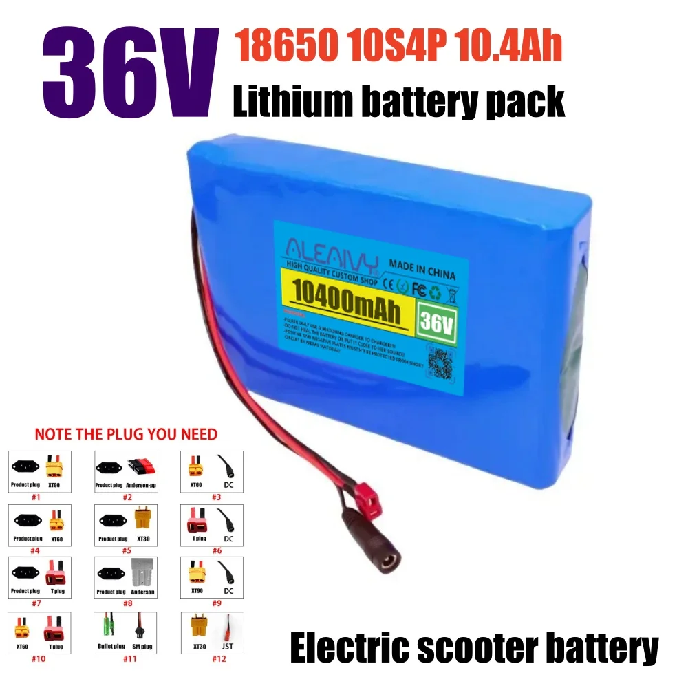 10S4P 36V 10.4Ah 42V 10400mAh Lithium Battery Pack 250W-500W High Power Battery for Scooter Electric ,with BMS
