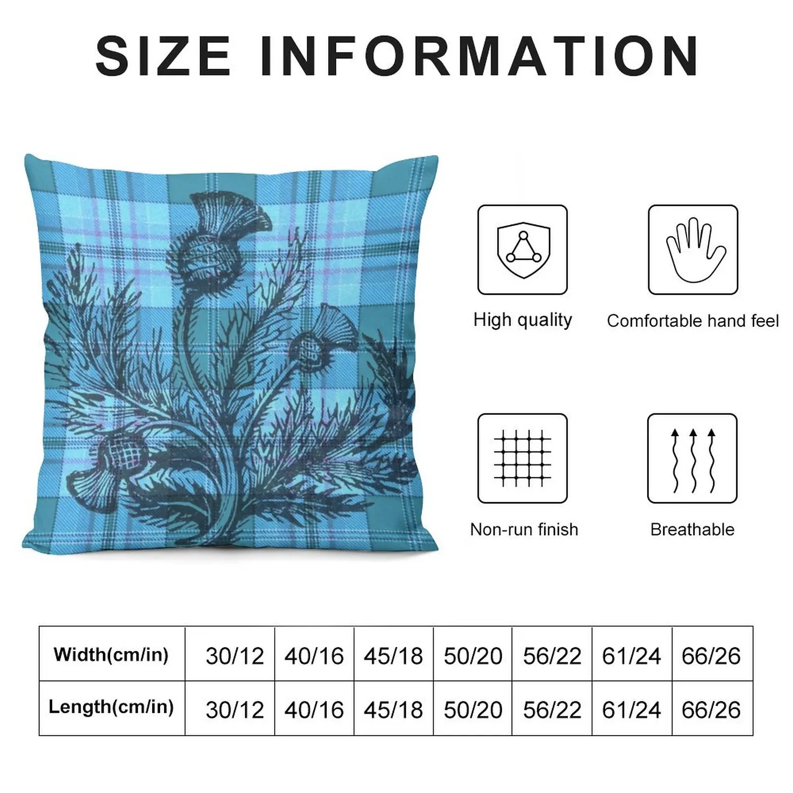 Light blue tartan and thistle Throw Pillow Embroidered Cushion Cover Sofa Cover pillow