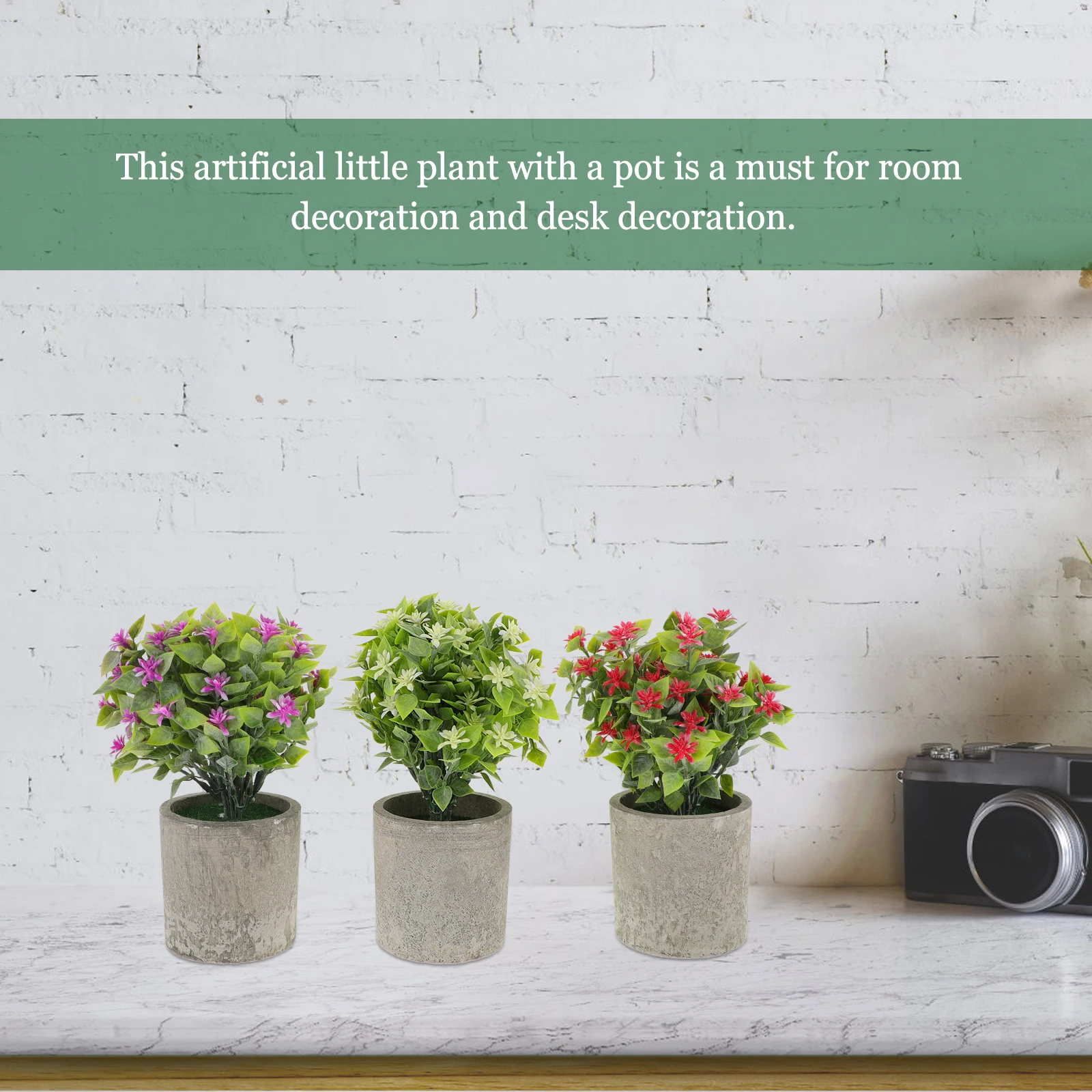 

3pcs Artificial Plants Realistic Bonsai Small Flower Indoor Decoration Desktop Adornments Home Fake Plant Decors Anti Sun No