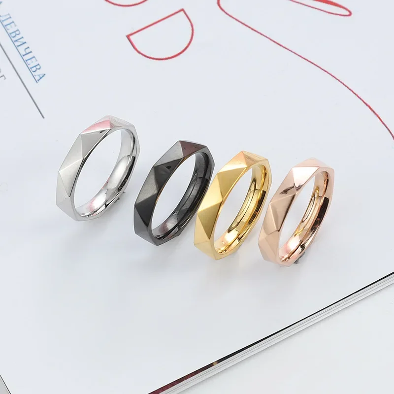 Fashion Jewelry New Titanium Steel Men's and Women's Simple Personality 4MM Grinding Couple's Ring