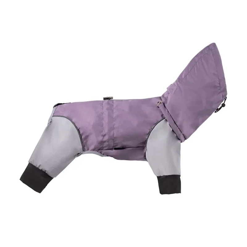 Dog raincoat four legs all-inclusive, can be towed waterproof, jacket locomotive mountain system