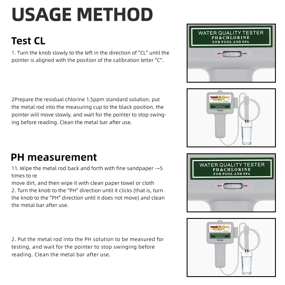 CL2 Restchlortester Tragbares 2-in-1 PH-Chlormessgerät PC-102 PH Chlorwasserqualitätsprüfgerät für Poolaquarium – Detail 6