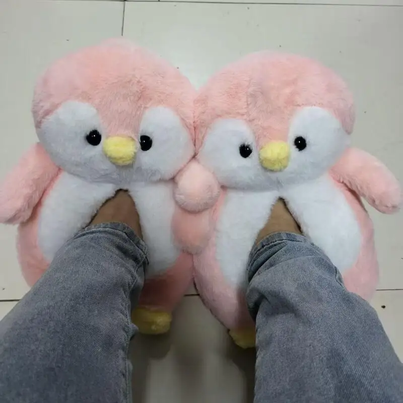 Winter Cartoon Penguin Slippers Girl Keep Warm Comfortable At Home Cotton Shoes Boy Non-Slip Thicken Package and Cotton Slippers