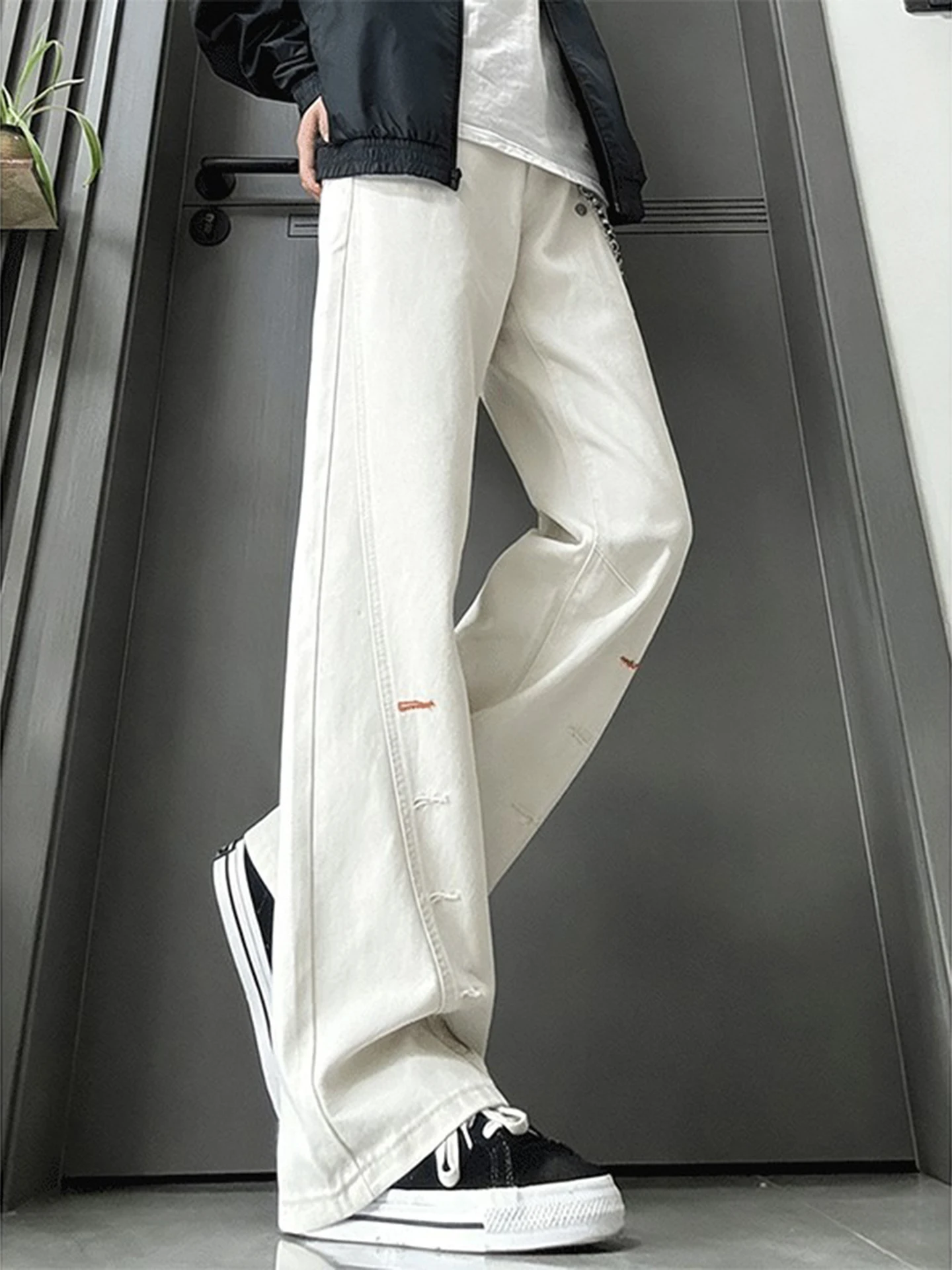 

Мужские джинсы Cleanfit: прямой крой, средняя посадка, микро-клеш, вышивка, американский уличный стиль, хлопок