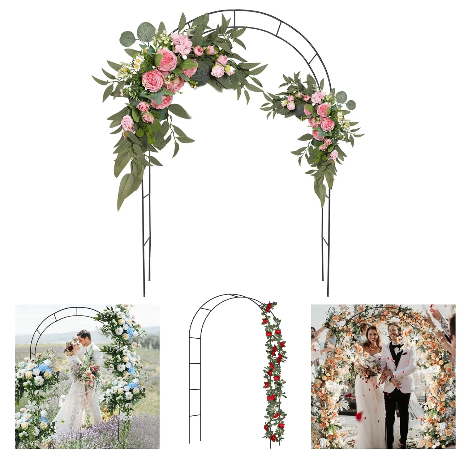 Metal Wedding Arch Garden Arch Plant Stand Decoration Easy to Assemble Outdoor Indoor Arch Garden Wedding DIY Arch Flower Stand