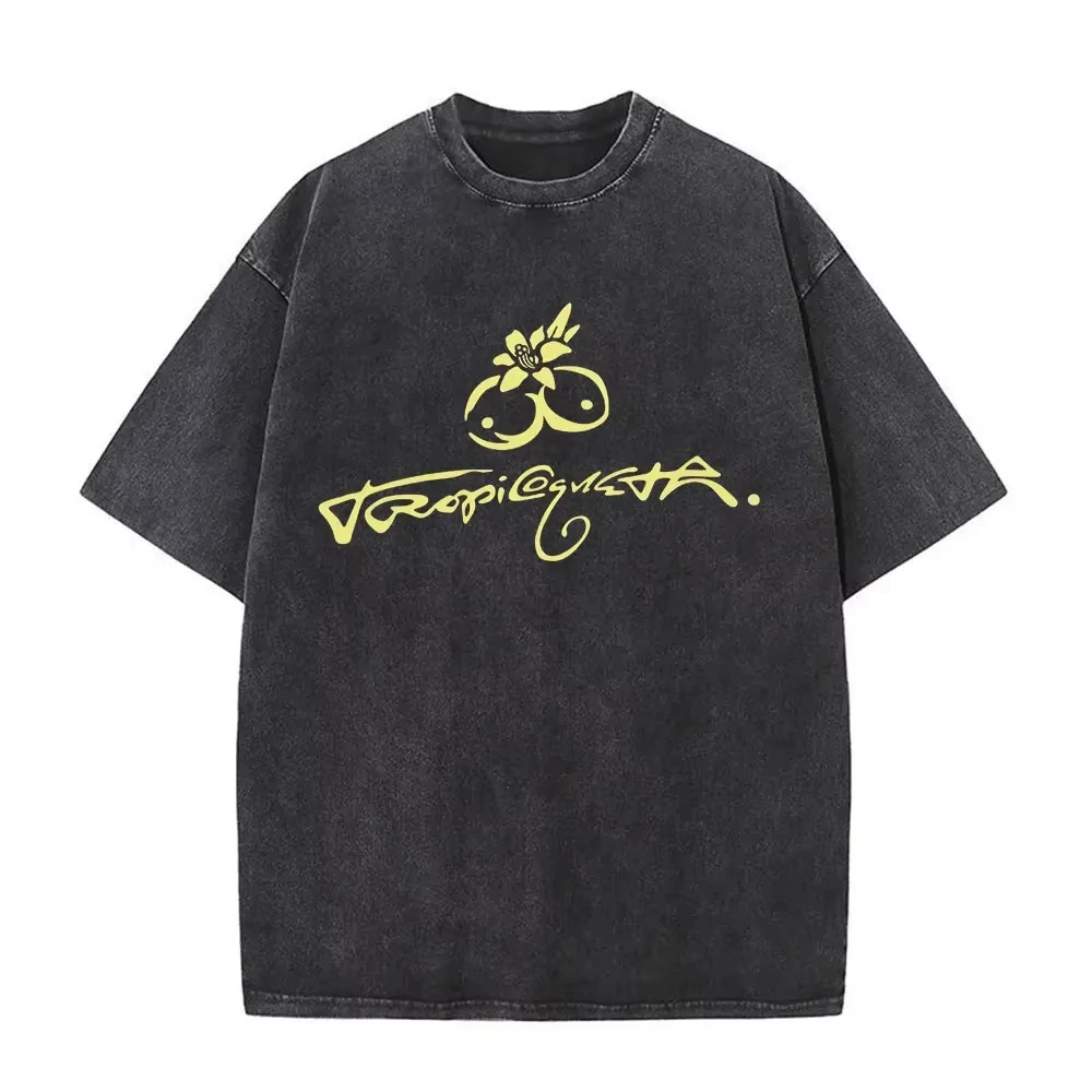Karol G Feid Ferxxo Verano Rosa Tropicoqueta 2025 álbum lavado camiseta hombres mujeres Vintage camisetas Casual algodón camisetas