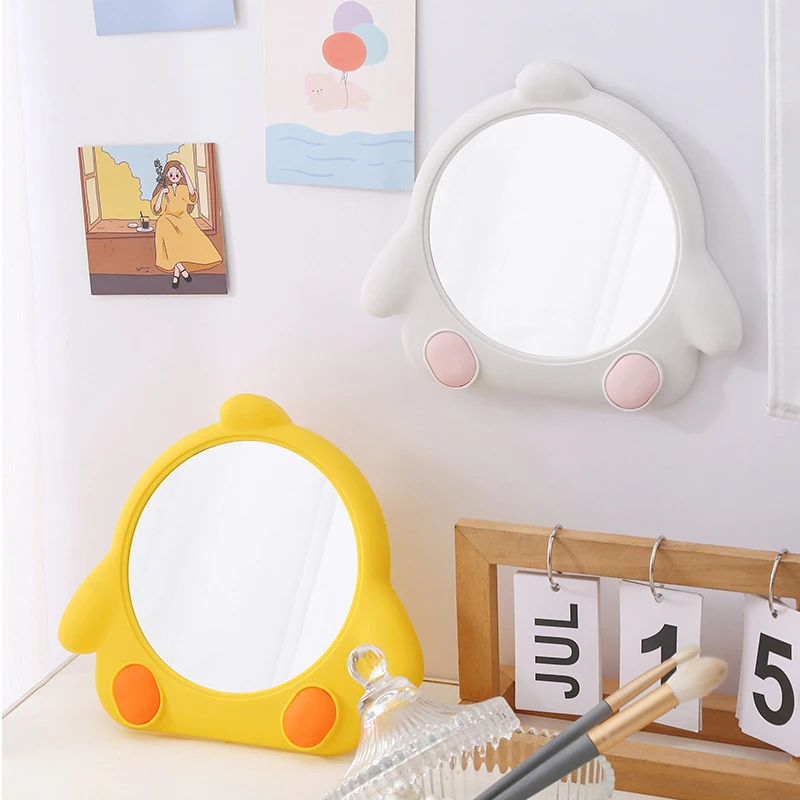 พลาสติก Vanity แต่งหน้ากระจกการ์ตูนน่ารักแบบพกพาโต๊ะกระจกผนังสำหรับห้องนั่งเล่น,ห้องนอน