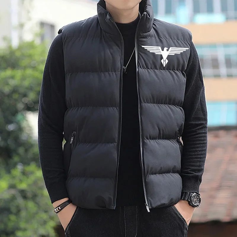 Autumn and Winter Men's and Women's Tank Sleeve Coat Warm Vest Standing Collar Casual Top Printed Top Puffer Vest