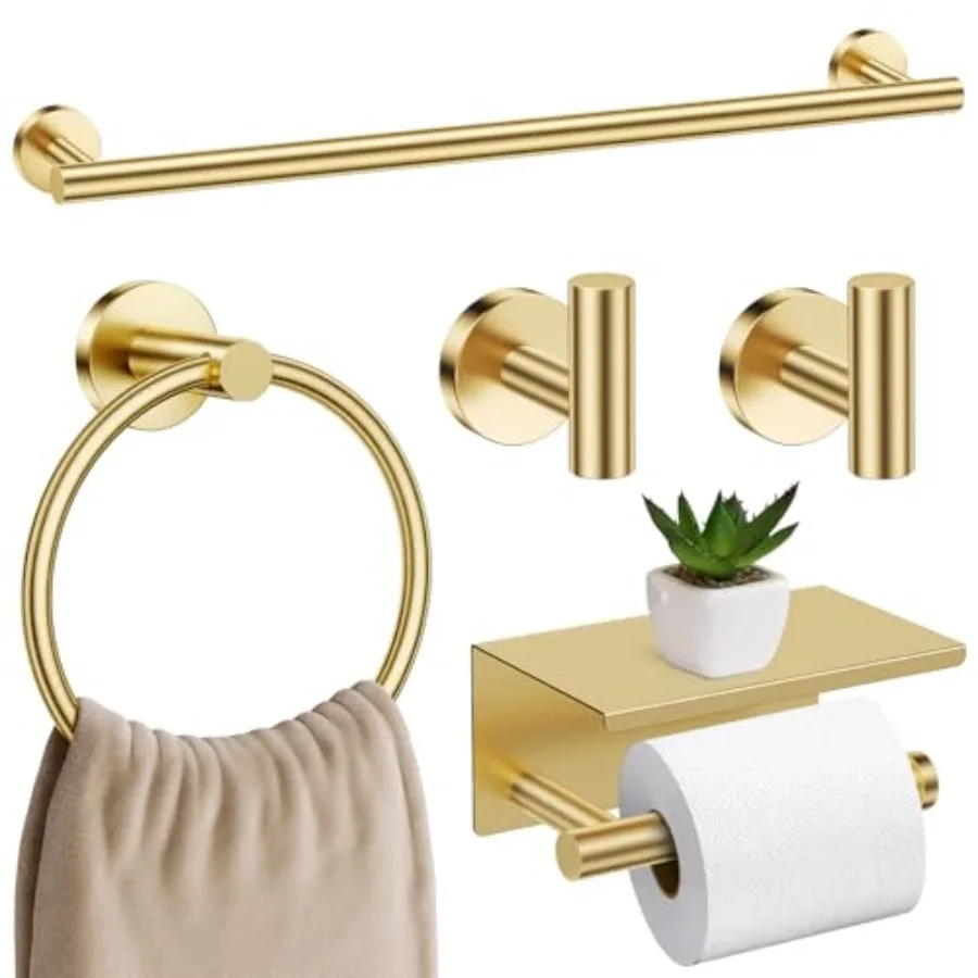

Набор сантехнической фурнитуры для ванной комнаты: улучшенный держатель для туалетной бумаги с полкой, 23,6-дюймовая вешалка для полотенец, держатель для полотенец для ванной.